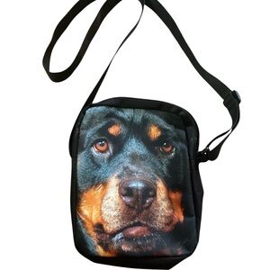 Rottweiler Print Black Dog Carrier Bag